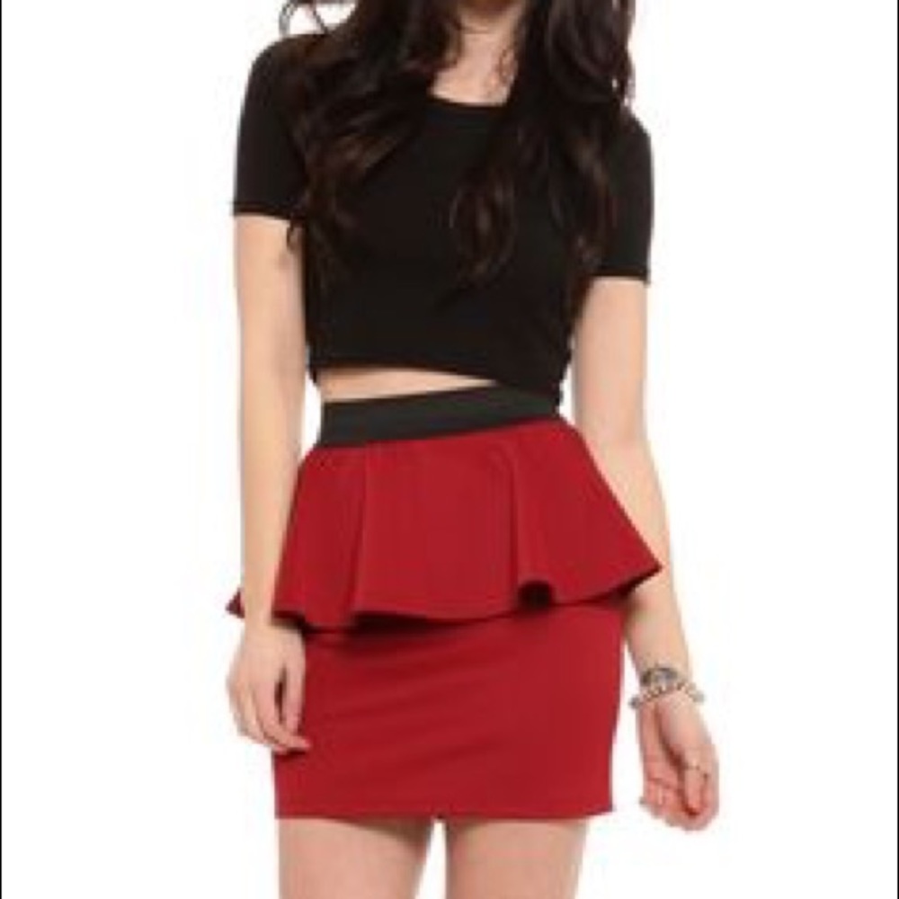 NWT Gypsy Warrior Lola Peplum Red Mini Skirt